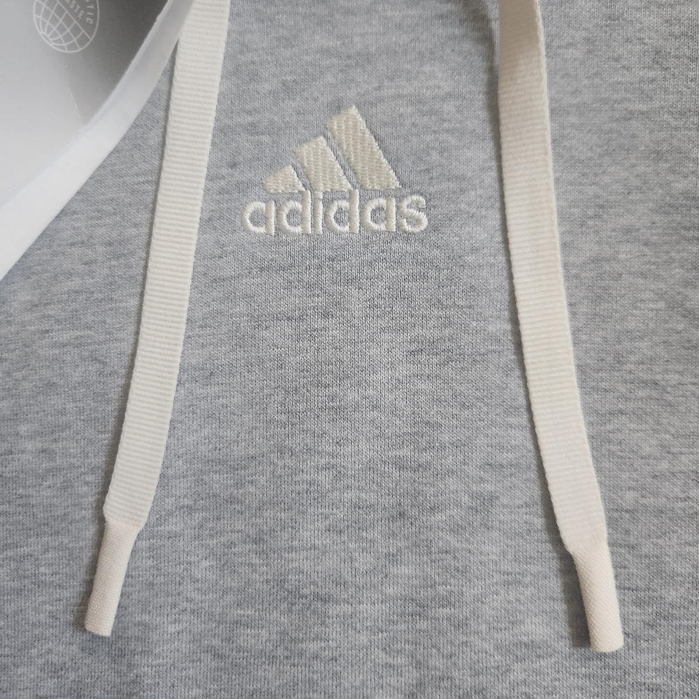 HP!❤️NWT ADIDAS Gray Pullover Logo Hoodie Men's Internal OH Fleece Lined XS - Picture 5 of 16